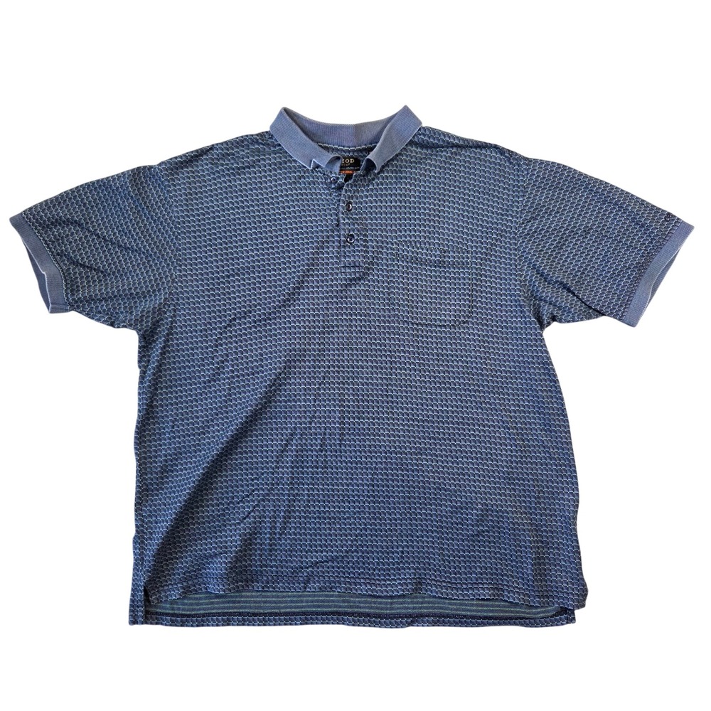 IZOD Golf Mens XL Blue Textured Cotton Cool-FX Short Sleeve Polo Shirt Pocket
